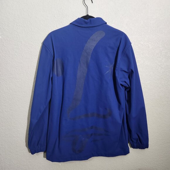 Zara Mens Blue Graphic Lightweight Jacket With Snap Buttons & Face Design - Picture 5 of 15